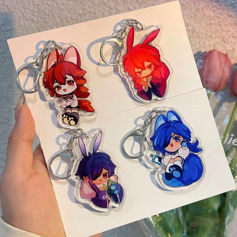 Móc Chìa Khóa Bằng Acrylic Hình Game Genshin Va Chạm Diluc Ragnvindr Kaeya