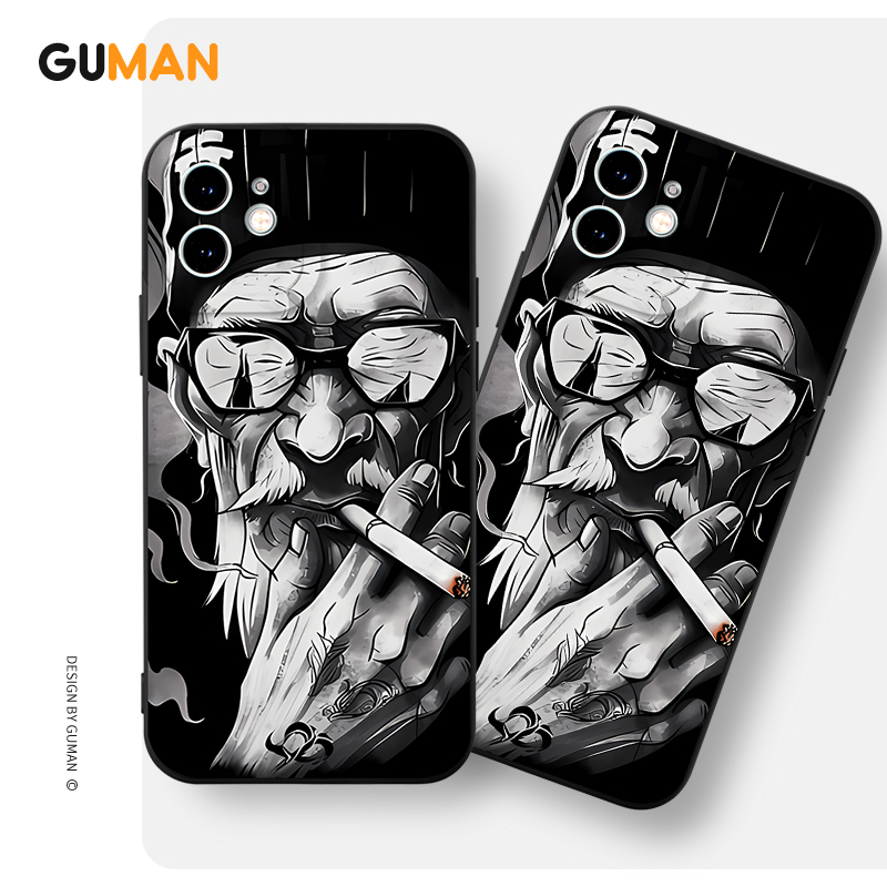 Ốp lưng GUMAN Mềm ngầu đen nam dễ thương đẹp Cho iPhone 15 14 13 12 11 Pro Max SE 2020 X XR XS 8 7 ip 6S 6 Plus kute XYB2012