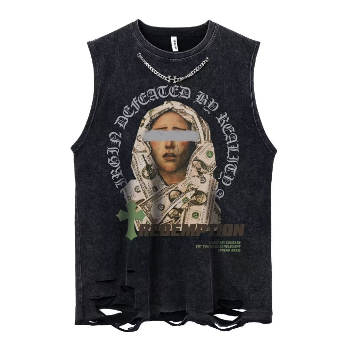 Áo vest Đen Dáng Rộng Phong Cách Hip Hop Mỹ Cổ Điển Thời Trang Cho Nam Và Nữ