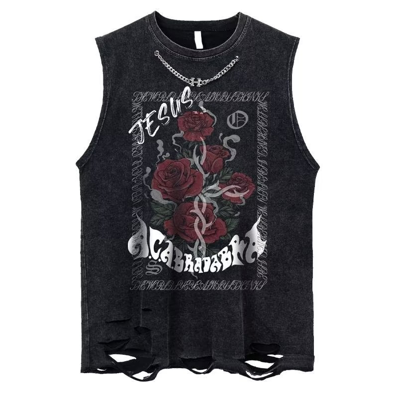 Áo vest Đen Dáng Rộng Phong Cách Hip Hop Mỹ Cổ Điển Thời Trang Cho Nam Và Nữ