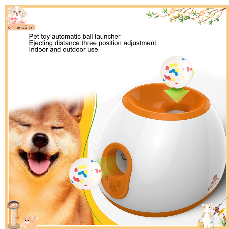 Phổ biến Máy Ném Bóng Tự Động Linh Hoạt Cho Thú Cưng Đồ Chơi Tương Tác Chó Phích Cắm Châu Âu 100‑240V Màu Trắng Cam