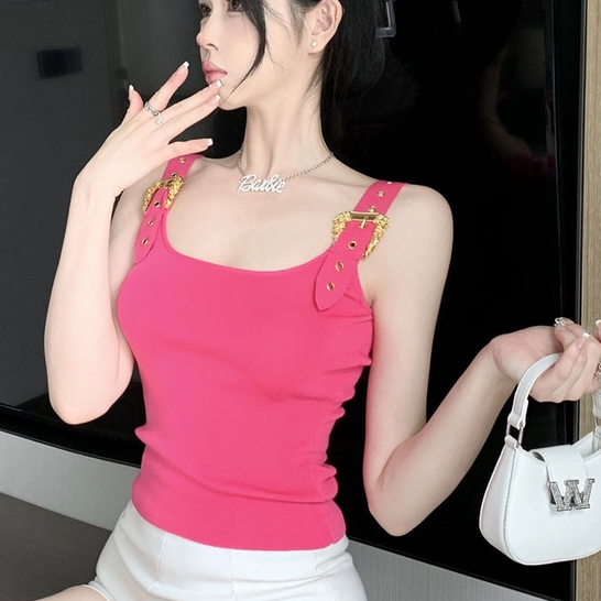 Hàng Có Sẵn Áo Hai Dây Màu Trơn Quyến Rũ Thời Trang Mùa Hè Cho Nữ