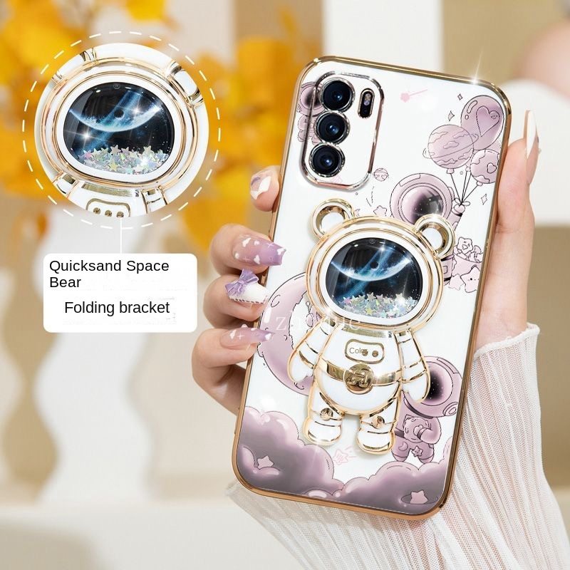 Ốp lưng Oppo Reno 7Z 5G Reno 8 4G Reno 8Z 5G Reno 6 4G Reno 8 Pro 5G Reno 8T 5G Reno 8T 4G Reno 7 4G Thẳng cạnh mạ cát lún phi hành gia đứng trường hợp điện thoại di động