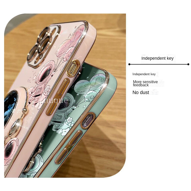 Ốp lưng Oppo Reno 7Z 5G Reno 8 4G Reno 8Z 5G Reno 6 4G Reno 8 Pro 5G Reno 8T 5G Reno 8T 4G Reno 7 4G Thẳng cạnh mạ cát lún phi hành gia đứng trường hợp điện thoại di động