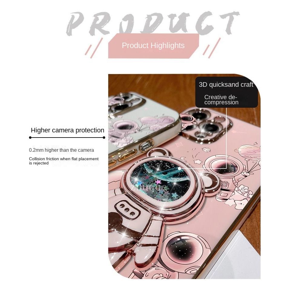 Ốp lưng Oppo Reno 7Z 5G Reno 8 4G Reno 8Z 5G Reno 6 4G Reno 8 Pro 5G Reno 8T 5G Reno 8T 4G Reno 7 4G Thẳng cạnh mạ cát lún phi hành gia đứng trường hợp điện thoại di động
