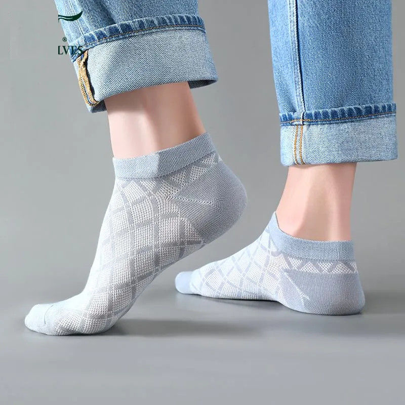 Vớ Thể Thao Bằng Cotton Lưới Mỏng Thoáng Khí Khử Mùi Bảo Vệ Gót Chân Mùa Hè Cho Nam