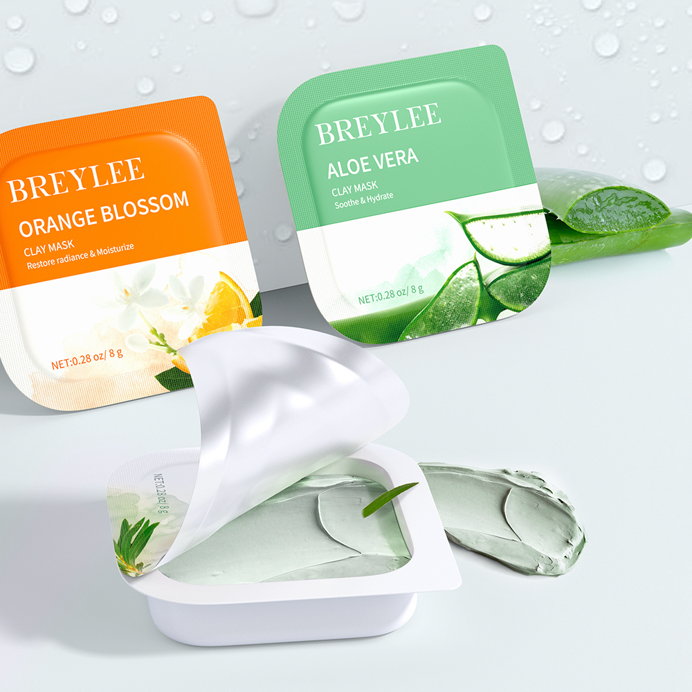 Mặt Nạ Đất Sét BREYLEE Chiết Xuất Từ Cây Trà/Lô Hội/Hoa Đào/Hoa Anh Đào Dưỡng Ẩm Kiểm Soát Dầu Làm Dịu Da 0.28oz/8g