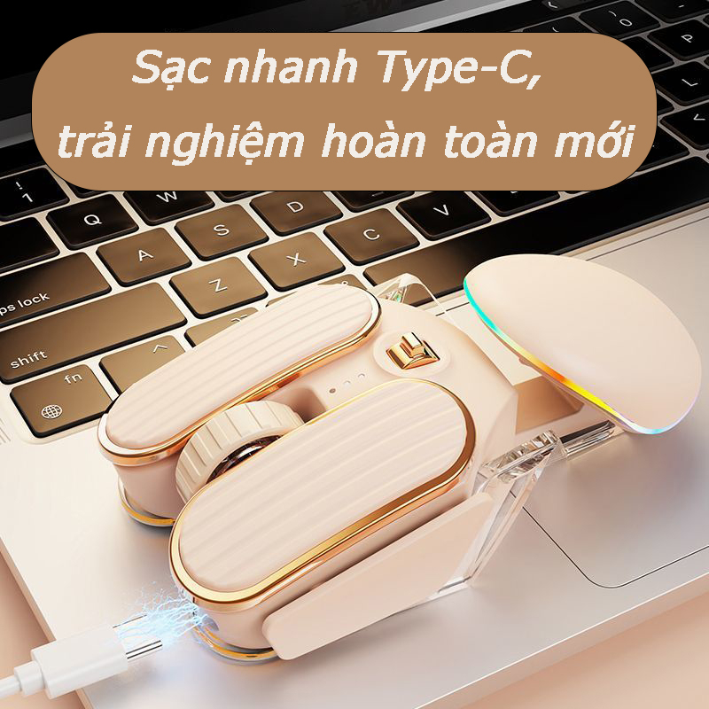 Chuột Không Dây Bluetooth 2.4G Mouse Gamer 3600 DPI Cảm Biến Quang Học 6 Nút Tắt Tiếng Cho Máy Tính Bảng MacBook Laptop Gaming Mause