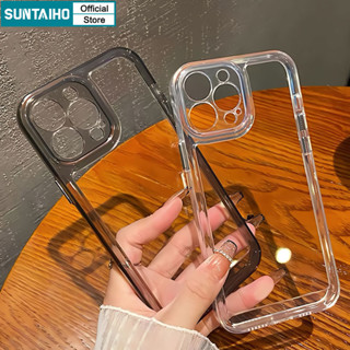 Suntaiho Ốp Lưng iPhone Trong Suốt Đơn Giản Siêu Mỏng Đen Ốp Điện Thoại TPU Mềm Chống Sốc Cho Iphone 11 12 13 14 15 Pro Max IP 7 8 Plus Iphon X Xs Xr Xs Max