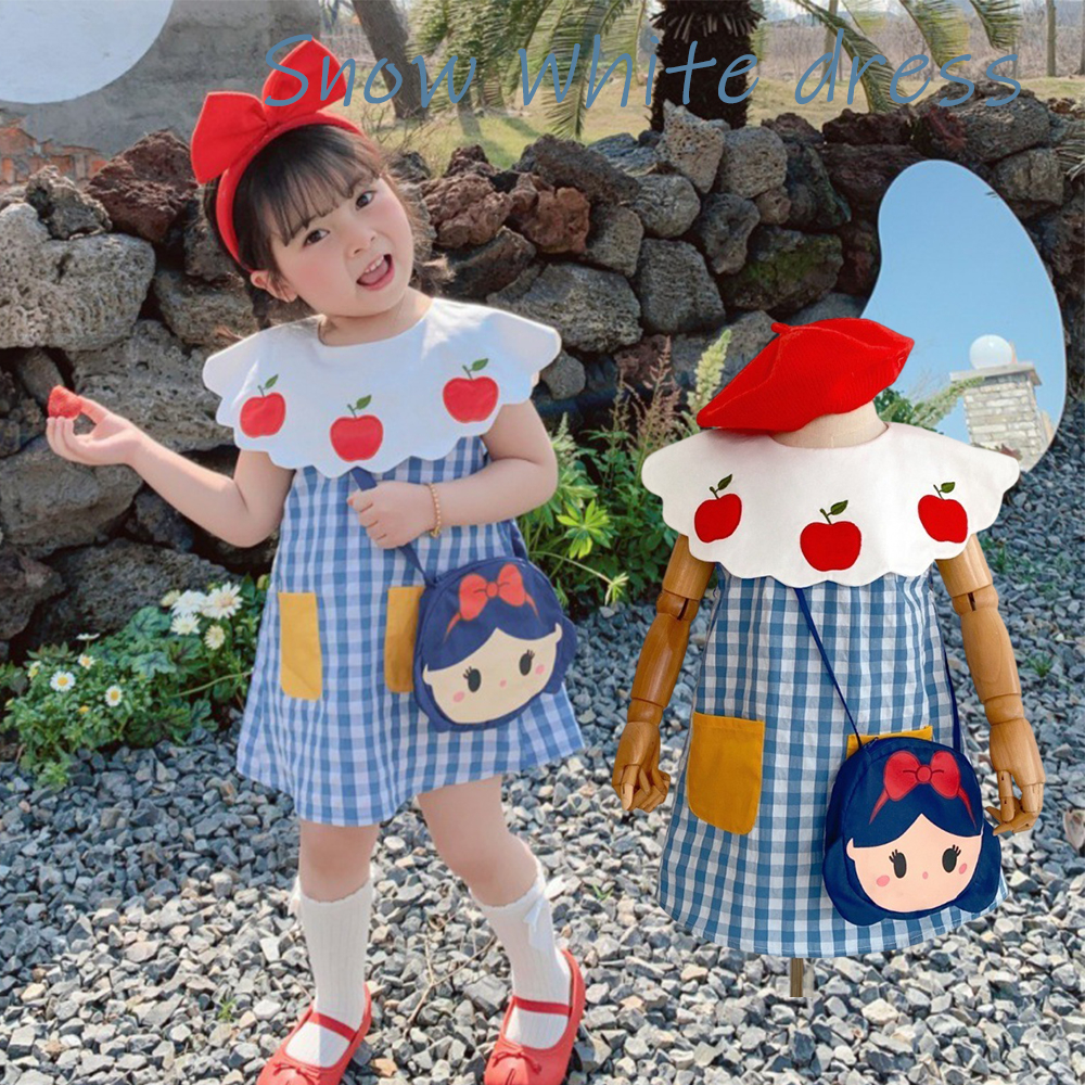Đầm Cotton Cổ Búp Bê Họa Tiết Sọc Caro Màu Xanh Dương Thời Trang Mùa Hè 2023 Cho Bé Gái