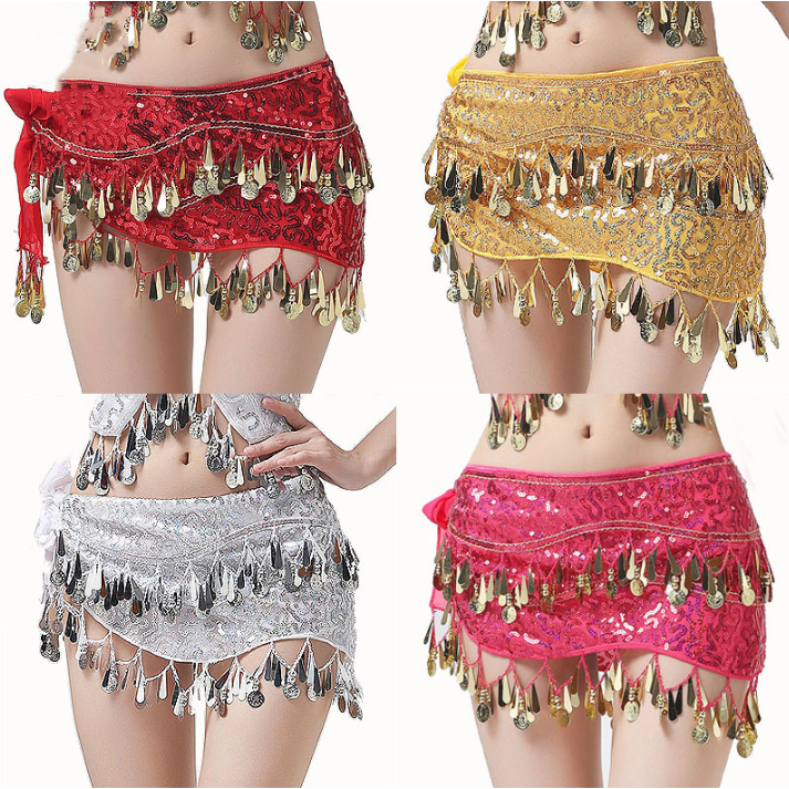 Belly dance sequins tua treo đồng xu thắt lưng chuỗi thắt lưng khăn quàng cổ váy khiêu vũ phù hợp cho buổi biểu diễn cạnh tranh lễ hội