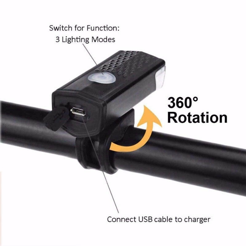 Đèn Pha LED Nhiều Màu Sạc USB Chống Nước Gắn Phía Trước Xe Đạp