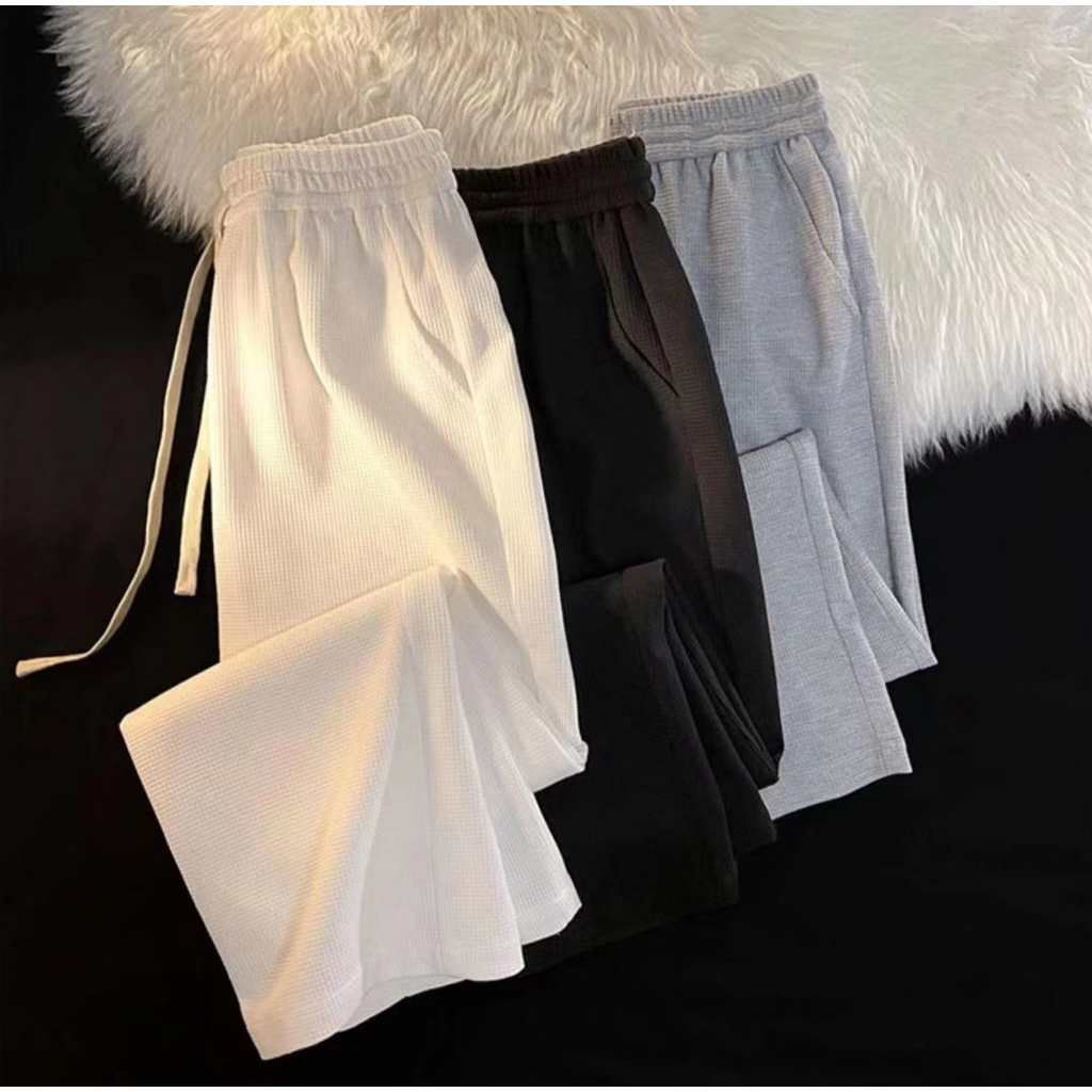 ♞AFF LIGA♞Quần Baggy Trơn Ống Rộng Thời Trang Mùa Hè Phong Cách Hàn Quốc Dành Cho Nam Và Nữ