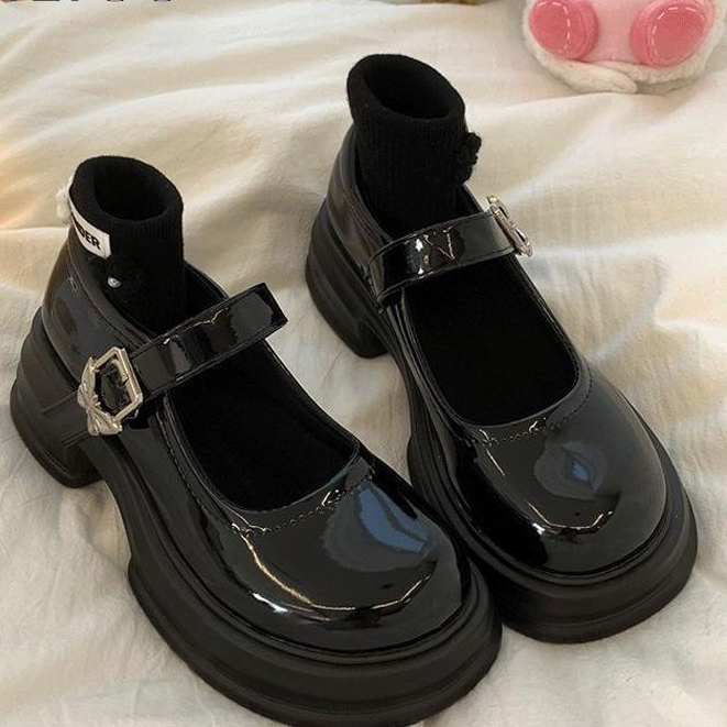 HHH Giày Mary Jane Lolita đế cao 6cm Giày Búp Bê Đế da mềm đế êm thời trang 2023NEW Cho Nữ 080101