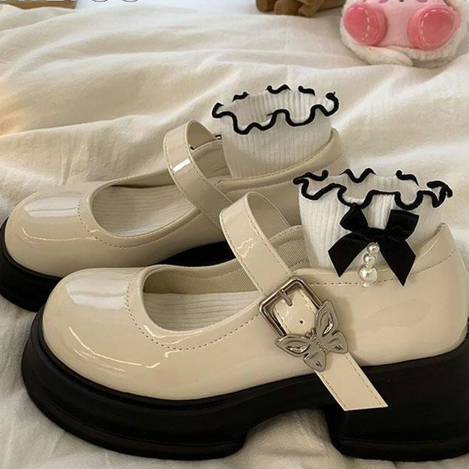 HHH Giày Mary Jane Lolita đế cao 6cm Giày Búp Bê Đế da mềm đế êm thời trang 2023NEW Cho Nữ 080101