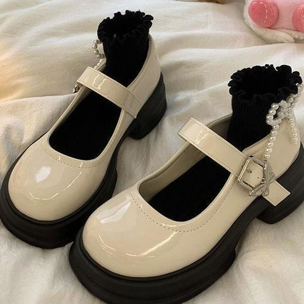 HHH Giày Mary Jane Lolita đế cao 6cm Giày Búp Bê Đế da mềm đế êm thời trang 2023NEW Cho Nữ 080101