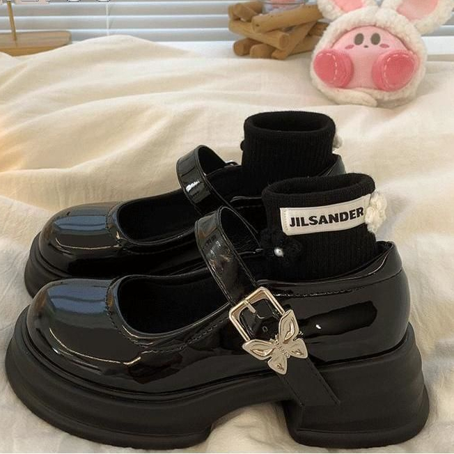 HHH Giày Mary Jane Lolita đế cao 6cm Giày Búp Bê Đế da mềm đế êm thời trang 2023NEW Cho Nữ 080101