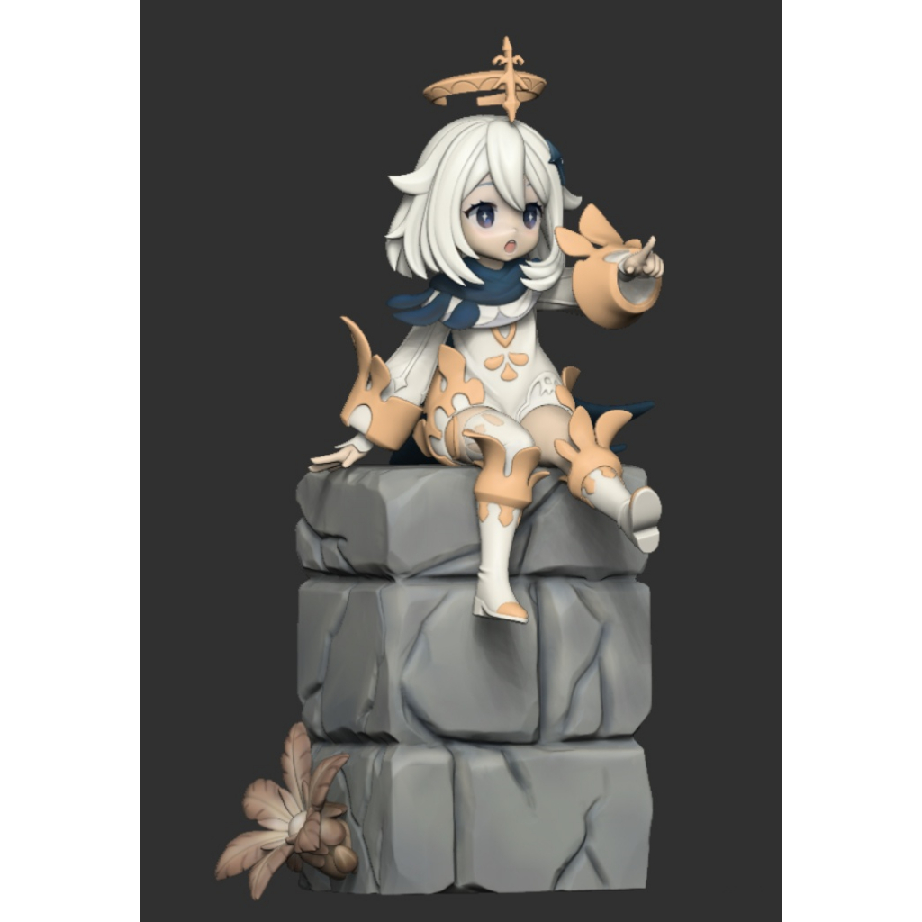 Mô Hình Nhân Vật Hoạt Hình Paimon Bằng Nhựa Resin Không Sơn Độc Đáo