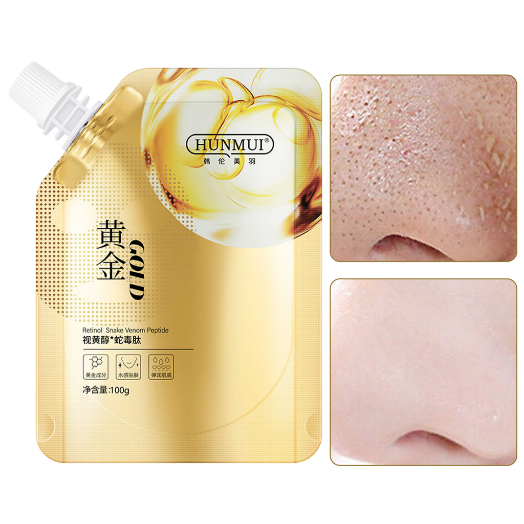 Retinol Snake Venom Peptide Gold Mask Làm sạch lỗ chân lông Loại bỏ mụn đầu đen Mặt nạ Tear Off Smear