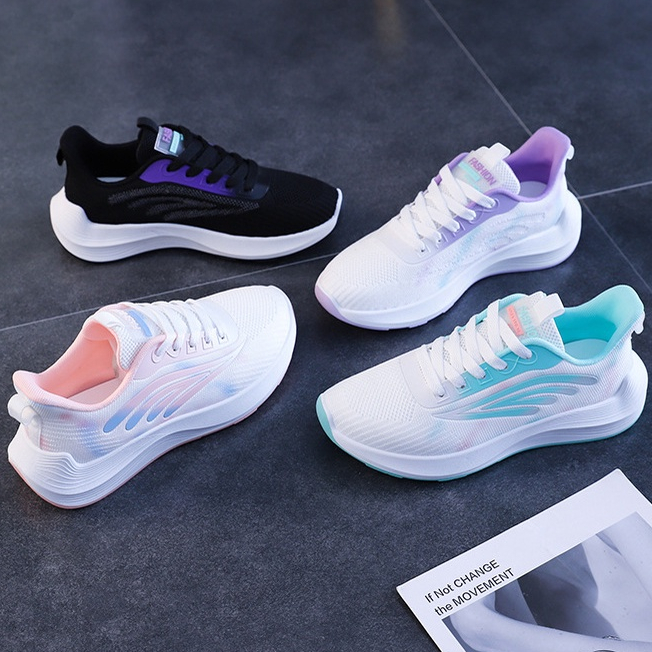 Giày sneaker đế bằng phối lưới thoáng khí thời trang cho nữ