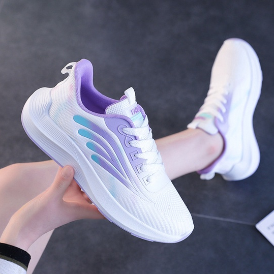 Giày sneaker đế bằng phối lưới thoáng khí thời trang cho nữ