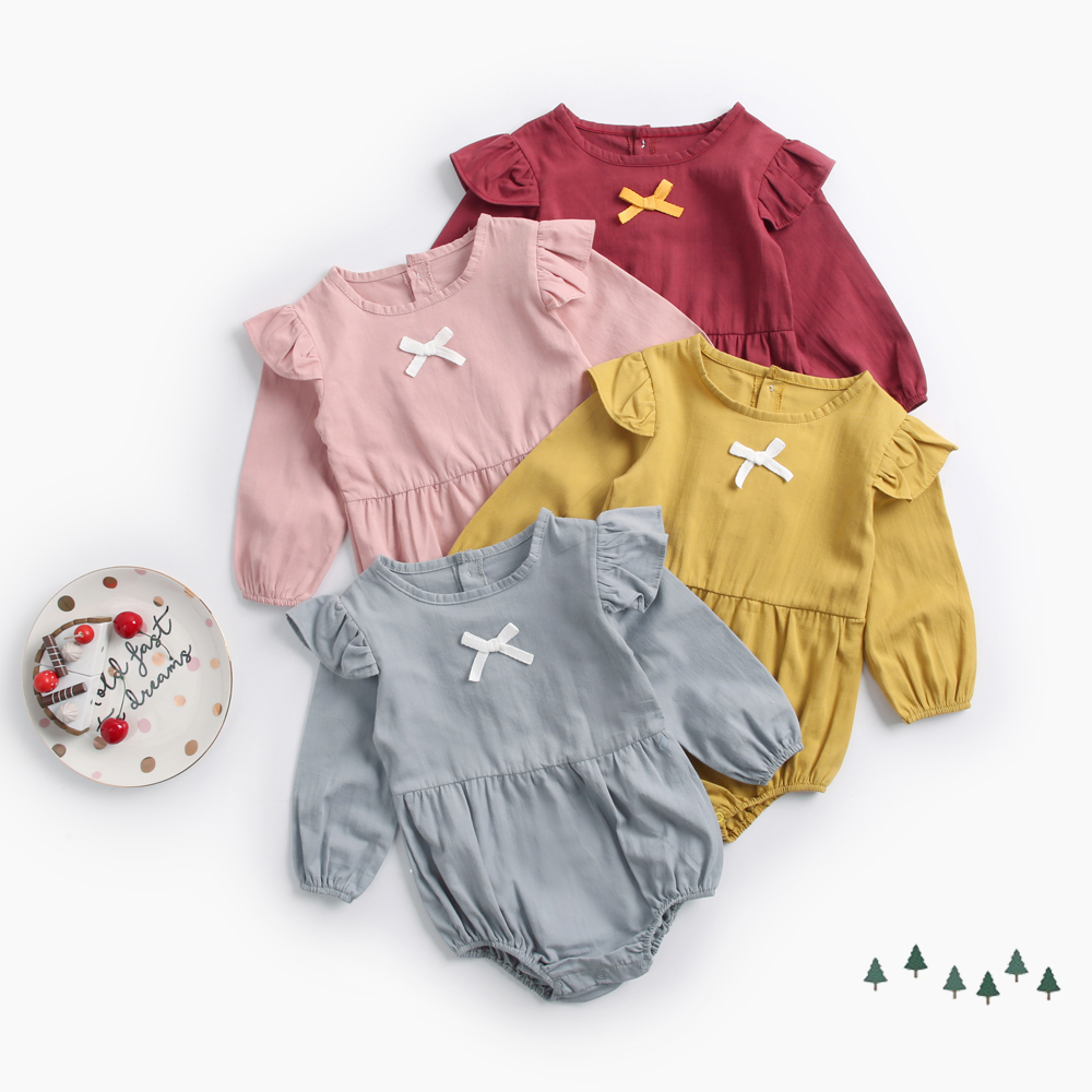 Bộ Đồ Liền Thân Sanlutoz Vải Cotton Thiết Kế Tay Dài 4 Màu Tùy Chọn Dành Cho Bé Gái Sơ Sinh