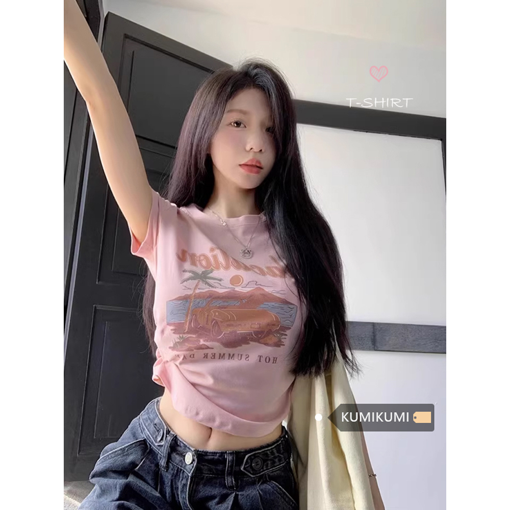 Áo Thun Nữ Ngắn Tay In Chữ Thời Trang Hàn Quốc