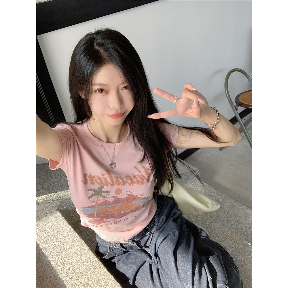 Áo Thun Nữ Ngắn Tay In Chữ Thời Trang Hàn Quốc