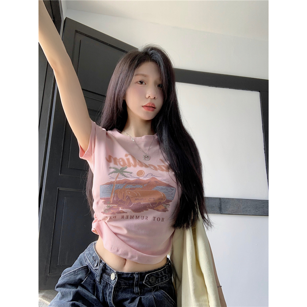 Áo Thun Nữ Ngắn Tay In Chữ Thời Trang Hàn Quốc