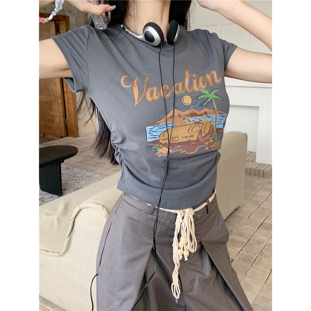 Áo Thun Nữ Ngắn Tay In Chữ Thời Trang Hàn Quốc