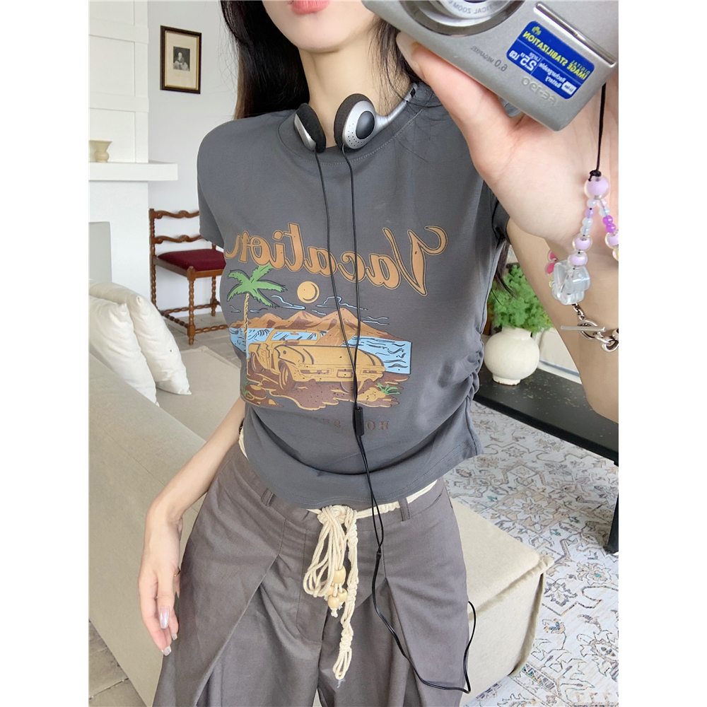 Áo Thun Nữ Ngắn Tay In Chữ Thời Trang Hàn Quốc