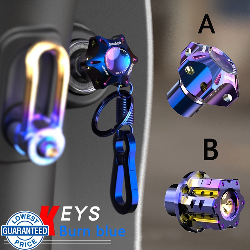 Vỏ Bọc Chìa Khóa CNC Hình Lục Giác Bằng Titan Màu Xanh Dương Cho Xe Mô Tô Đua Cà Phê