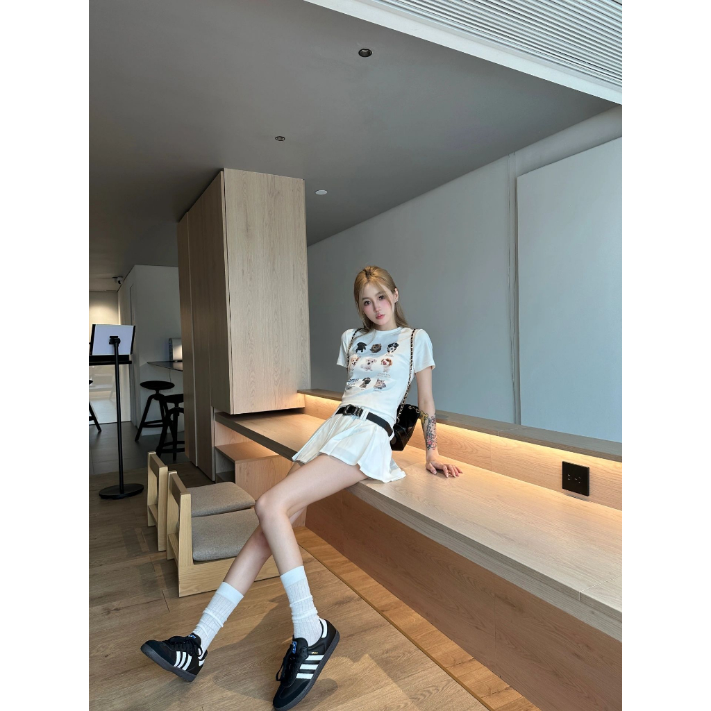 Ethelgirl Áo Thun Tay Ngắn Dáng Ôm In Họa Tiết Động Vật Thời Trang Mùa Hè Xinh Xắn Cho Nữ