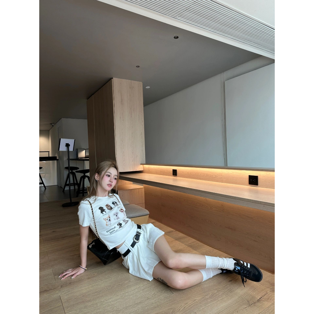 Ethelgirl Áo Thun Tay Ngắn Dáng Ôm In Họa Tiết Động Vật Thời Trang Mùa Hè Xinh Xắn Cho Nữ