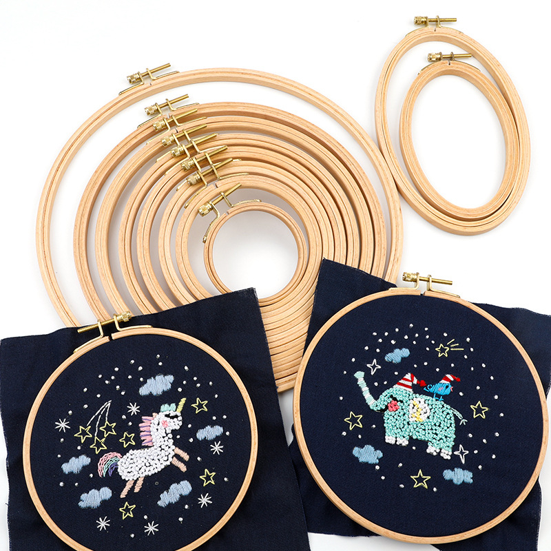 Khung Thêu Hình Tròn Bằng Gỗ Tre 3-12 inch DIY