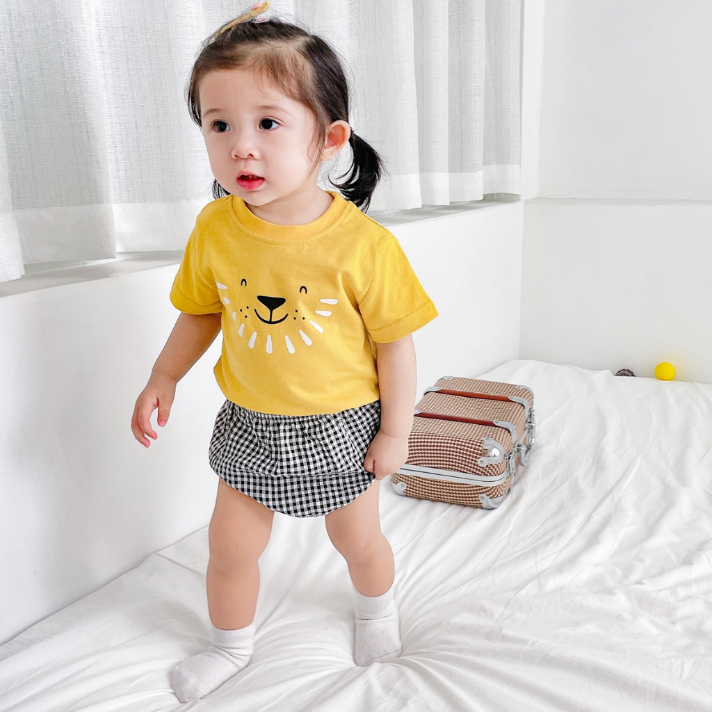 Sanlutoz Set Đồ Mùa Hè 2 Món Gồm Áo Thun Tay Cộc + Quần Thời Trang Cho Bé Sơ Sinh