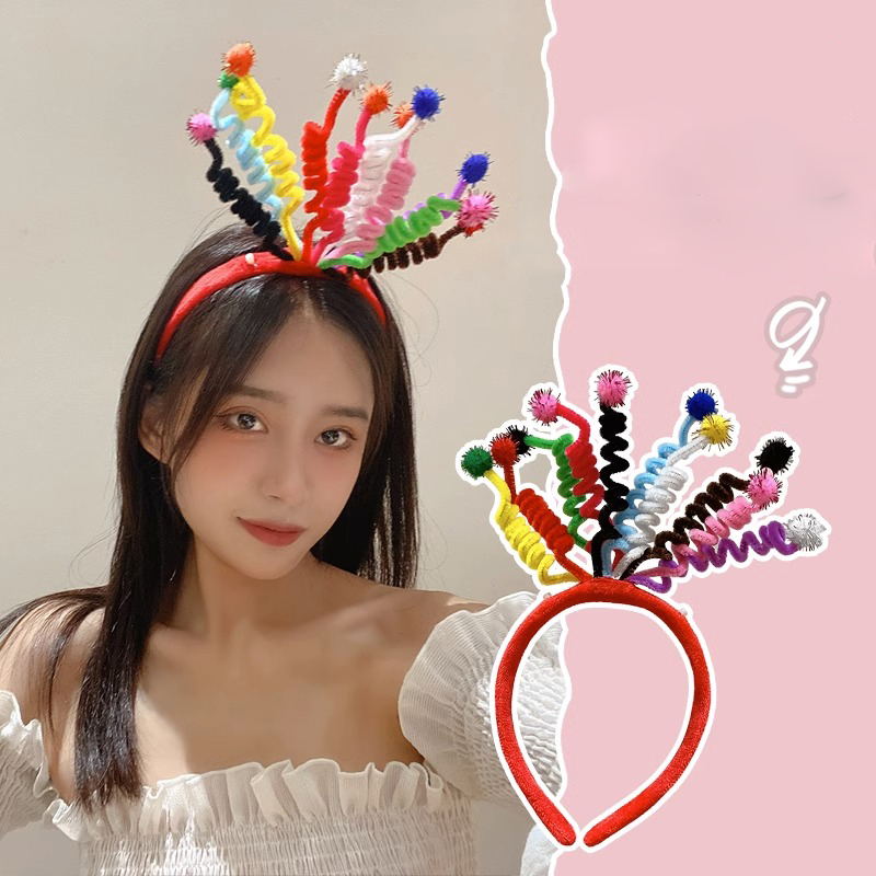 Băng Đô Dạng Que Xoắn Nhiều Màu Sắc Thời Trang Dành Cho Nam Nữ Biểu Diễn Tiệc Sinh Nhật Kỳ Nghỉ