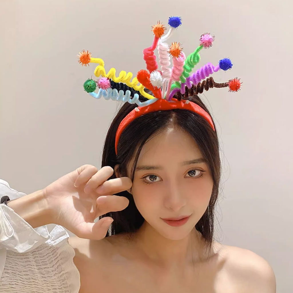 Băng Đô Dạng Que Xoắn Nhiều Màu Sắc Thời Trang Dành Cho Nam Nữ Biểu Diễn Tiệc Sinh Nhật Kỳ Nghỉ