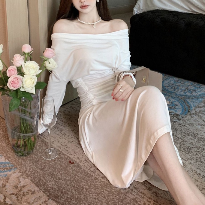 Đầm Nữ Tay Dài Hở Vai Thời Trang Quyến Rũ