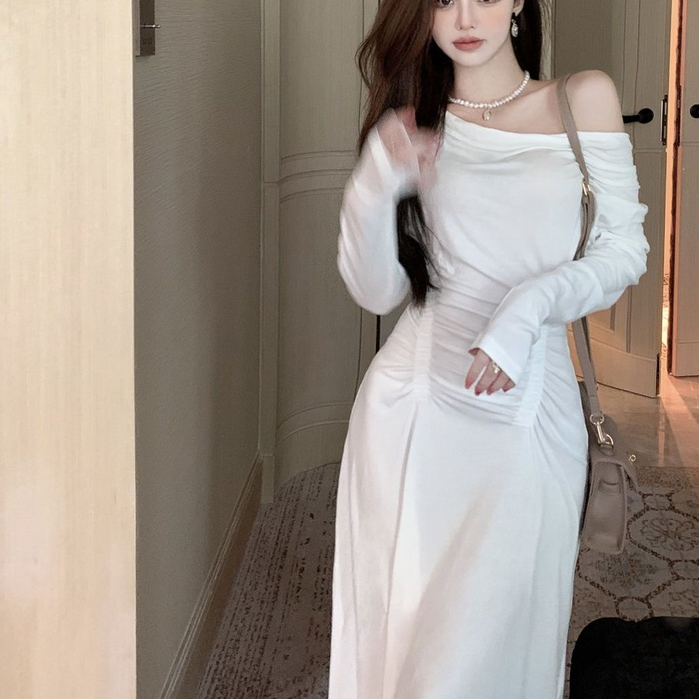 Đầm Nữ Tay Dài Hở Vai Thời Trang Quyến Rũ