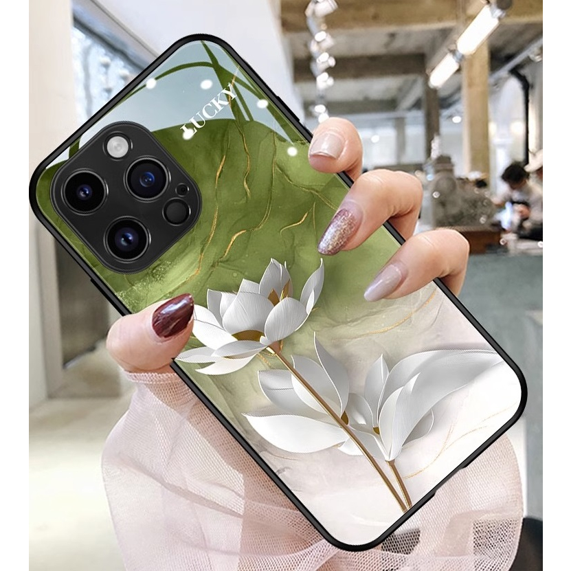 Ốp Điện Thoại Mặt Kính Cường Lực Cho iphone 14 pro max 11 12 mini 13 pro XS max XR X 8 Plus 7 6 6s