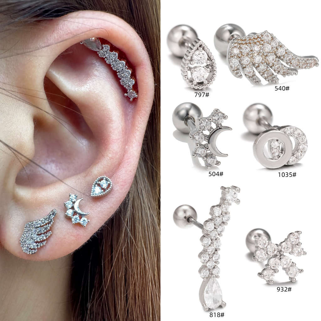 1 Chiếc G23 Bông Tai Thép Titan Cánh Nơ Bông Tai Bóng Khóa Bông Tai Nữ Trang Sức