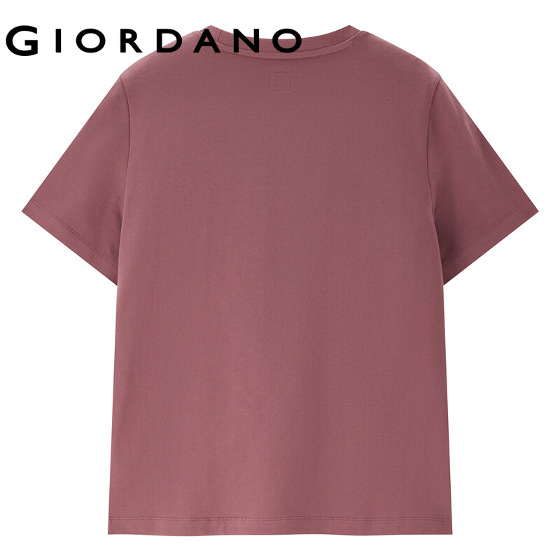 Áo thun GIORDANO 05323421 cotton tay ngắn cổ tròn thêu họa tiết dành cho nữ