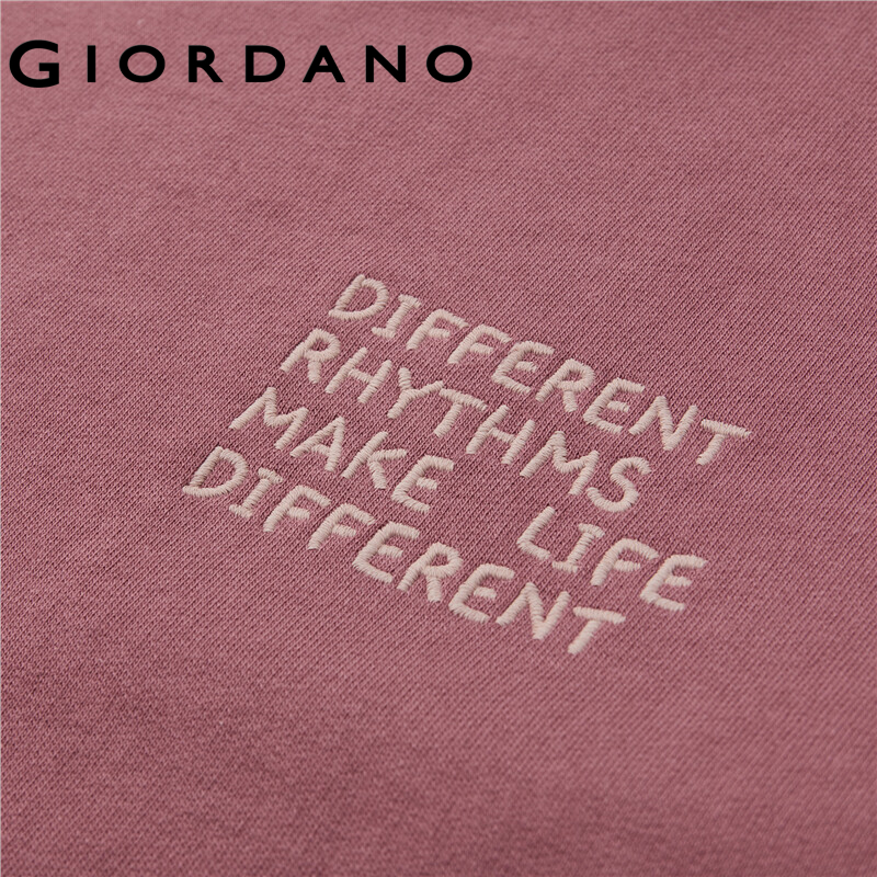 Áo thun GIORDANO 05323421 cotton tay ngắn cổ tròn thêu họa tiết dành cho nữ