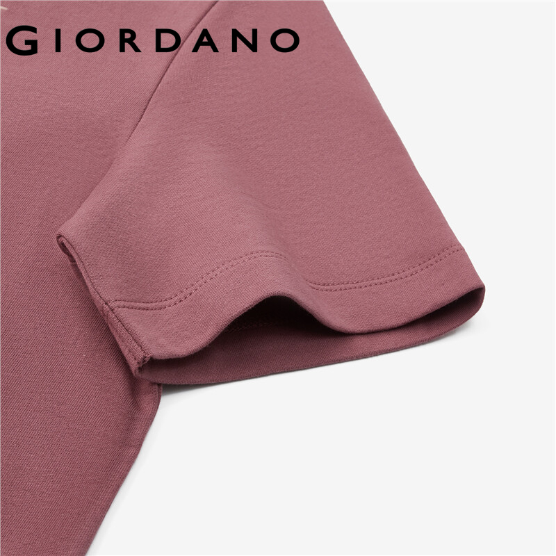 Áo thun GIORDANO 05323421 cotton tay ngắn cổ tròn thêu họa tiết dành cho nữ