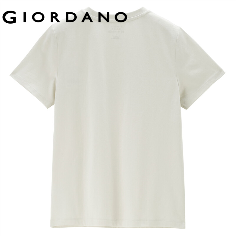 Áo thun cotton GIORDANO 05393211cổ tròn in chữ cho nữ