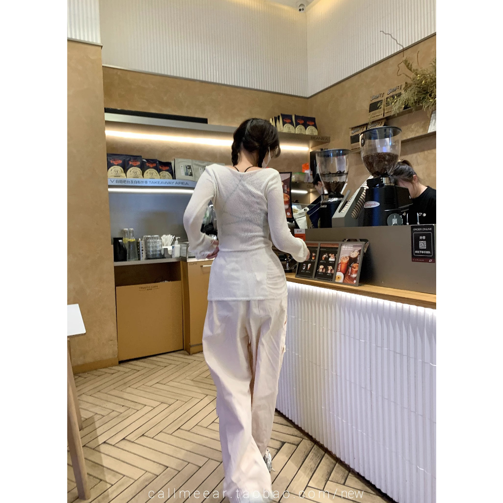 Set Áo Thun Tay Dài Và Áo hai dây Màu Trơn Thời Trang Hàn Quốc Cho Nữ