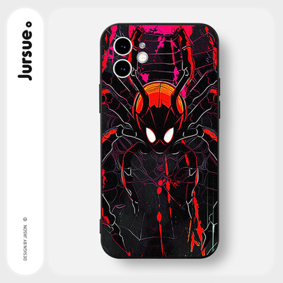 Ốp lưng JURSUE mềm chống bẩn hoạt hình độc lạ ngầu nam đen Cho iPhone 17 16 15 14 13 12 11 Pro Max SE 2020 X XR XS ip 8 7 Plus Y3816
