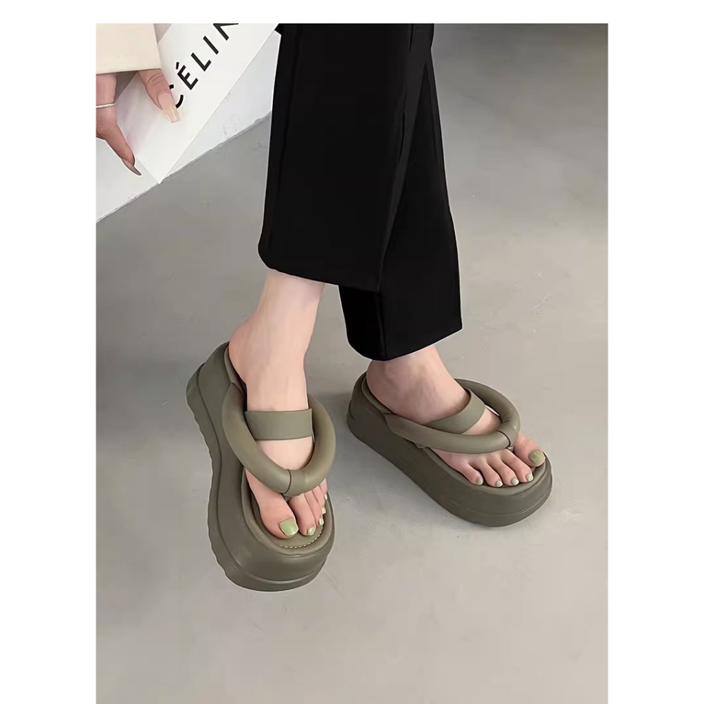 Huaqoo Dép bánh mì guốc dép giày nữ Màu Sắc Đơn Giản Thoải Mái Cao Gót Chống Trơn Trượt dép đế xuồng 27ZHDLX062802