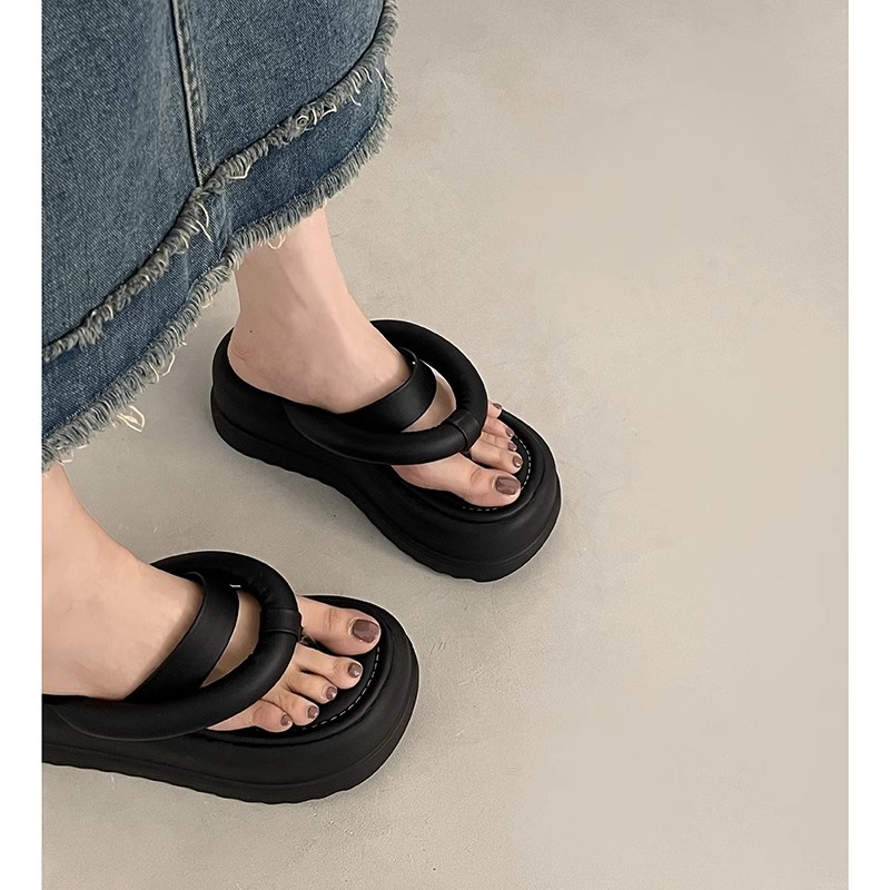 Huaqoo Dép bánh mì guốc dép giày nữ Màu Sắc Đơn Giản Thoải Mái Cao Gót Chống Trơn Trượt dép đế xuồng 27ZHDLX062802